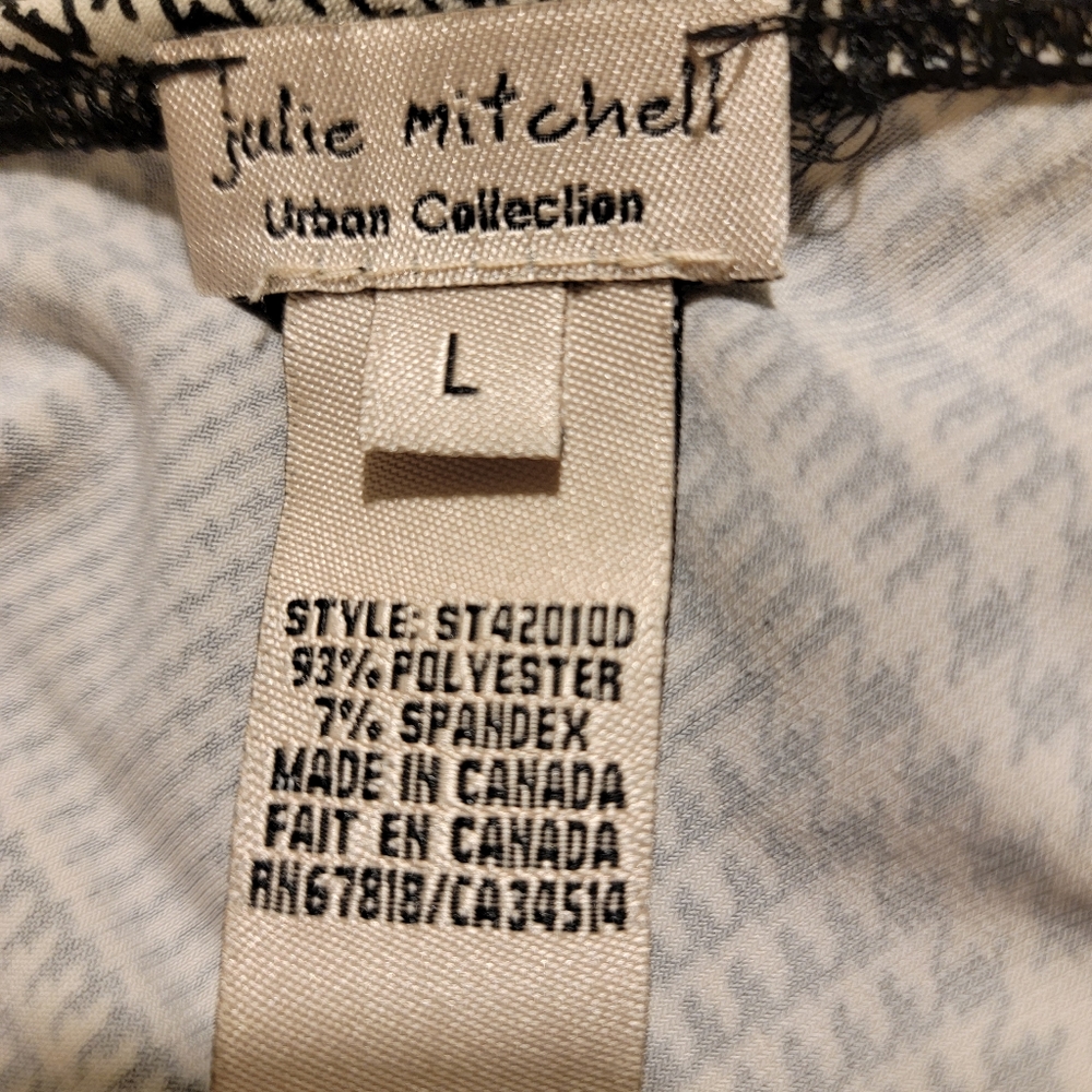 Julie Mitchell Urban Collection Black/Cream Houndstooth Midi Skirt Sz L - Picture 8 of 9